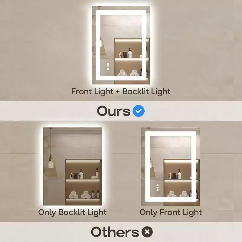 Specchio da bagno a LED con antiappannamento e illuminazione dimmerabile