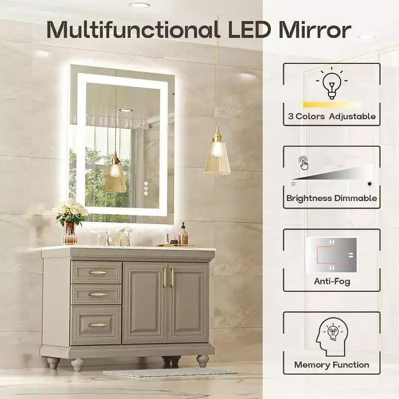 Specchio da bagno a LED con antiappannamento e illuminazione dimmerabile