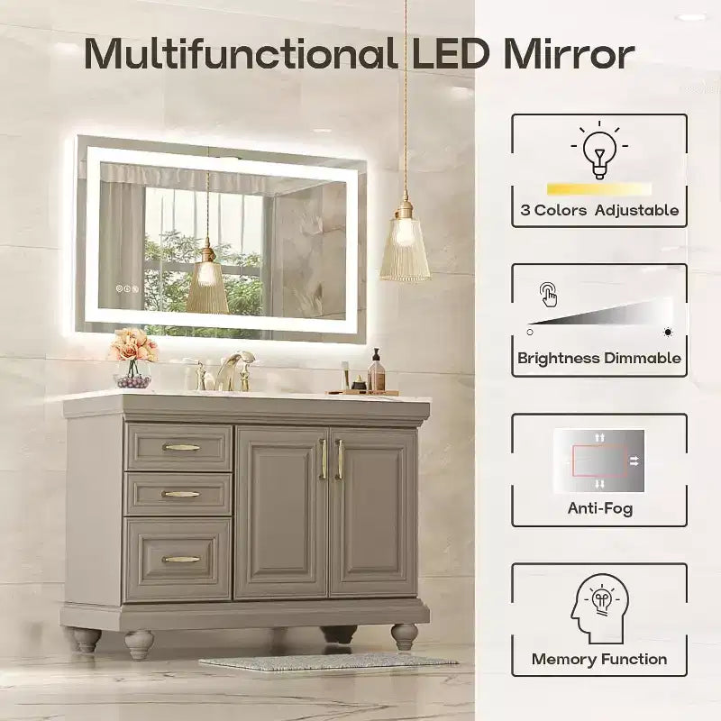 Specchio da bagno a LED con antiappannamento e illuminazione dimmerabile