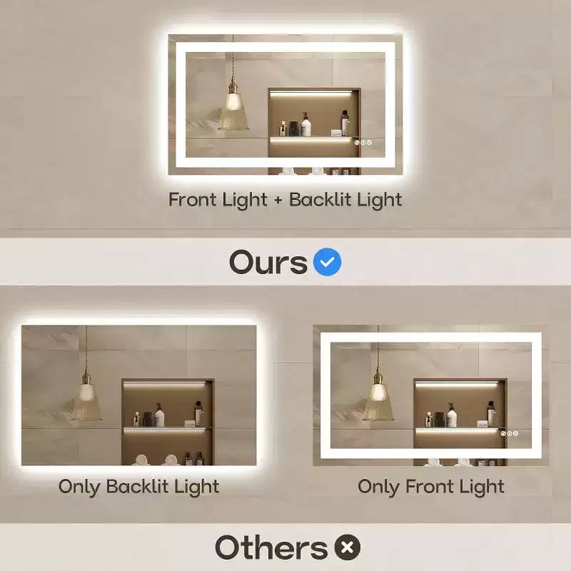 Specchio da bagno a LED con antiappannamento e illuminazione dimmerabile