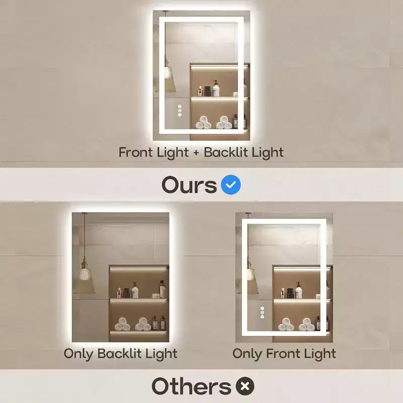 Specchio da bagno a LED con antiappannamento e illuminazione dimmerabile