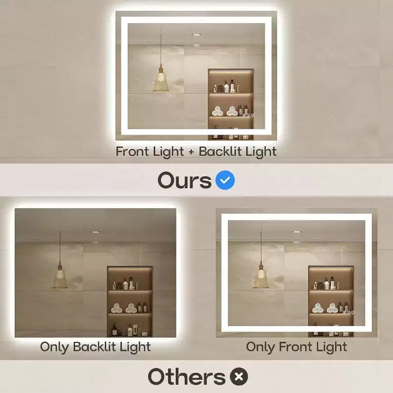 Specchio da bagno a LED con antiappannamento e illuminazione dimmerabile
