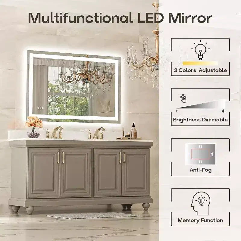 Specchio da bagno a LED con antiappannamento e illuminazione dimmerabile