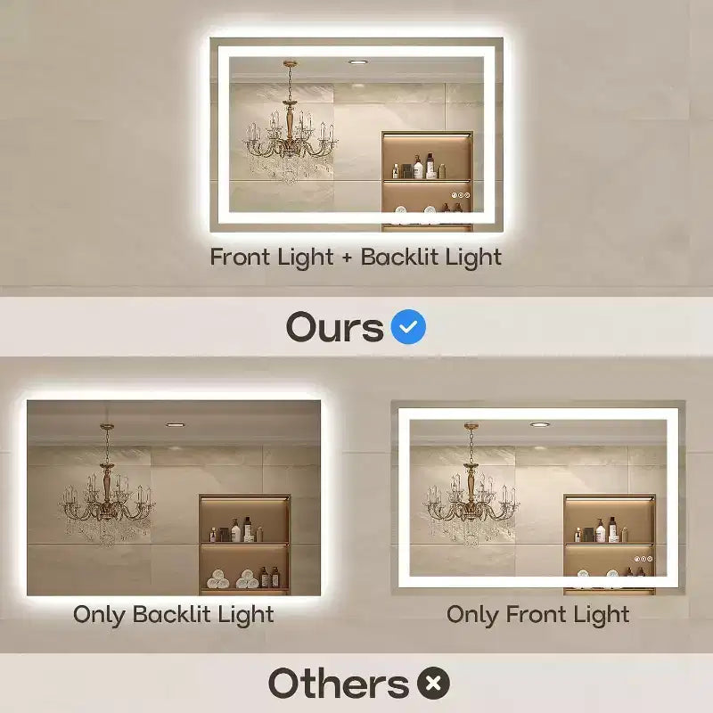 Specchio da bagno a LED con antiappannamento e illuminazione dimmerabile