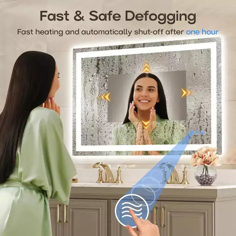 Specchio da bagno a LED con antiappannamento e illuminazione dimmerabile