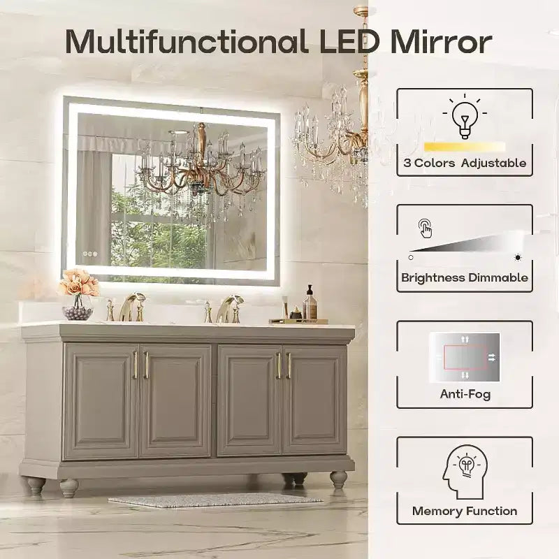Specchio da bagno a LED con antiappannamento e illuminazione dimmerabile