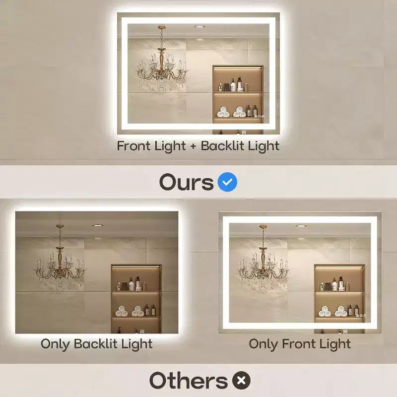 Specchio da bagno a LED con antiappannamento e illuminazione dimmerabile
