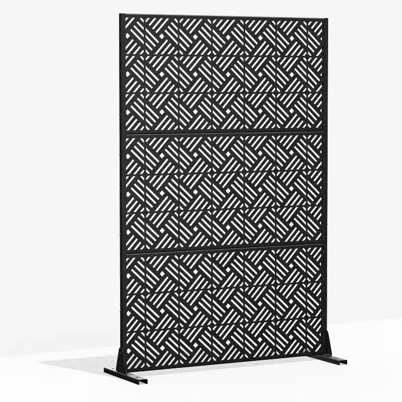 Schermo a lamelle in acciaio zincato nero 183x120x40 cm