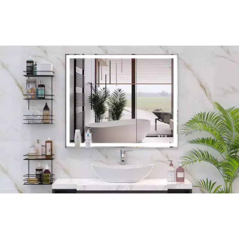 Specchio da bagno a LED 30x36: montaggio a parete, illuminazione regolabile, anti-appannamento, interruttore touch