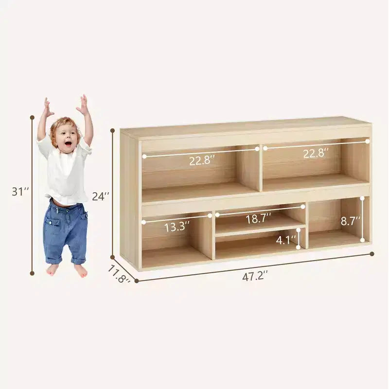 Libreria per bambini a 6 scomparti e organizer porta giocattoli