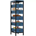 Slim 5-Level Metal Storage Rack with Sliding Basket Drawers, Narrow Space Organizer Shelf for Kitchen, Pantry, Bathroom, and Home Use