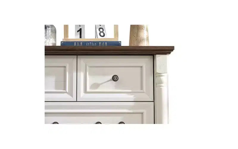 Cassettiera in legno a 5 cassetti da 31 pollici con base – Contenitore in stile rustico