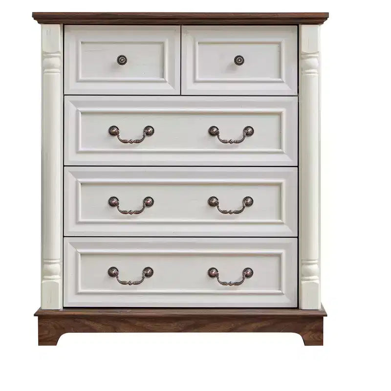 Cassettiera in legno a 5 cassetti da 31 pollici con base – Contenitore in stile rustico