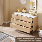 Cassettiera a 6 cassetti con frontale in legno scanalato, larghezza 120 cm
