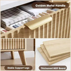 Cassettiera a 6 cassetti con frontale in legno scanalato, larghezza 120 cm