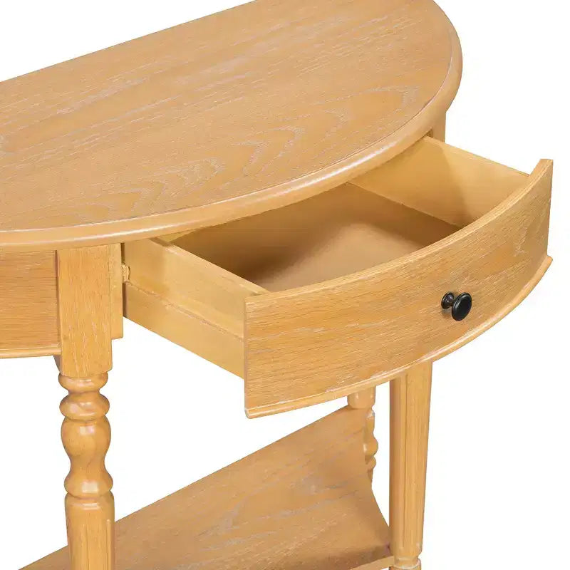 Console semicircolare con cassetto e ripiano per ingresso e soggiorno