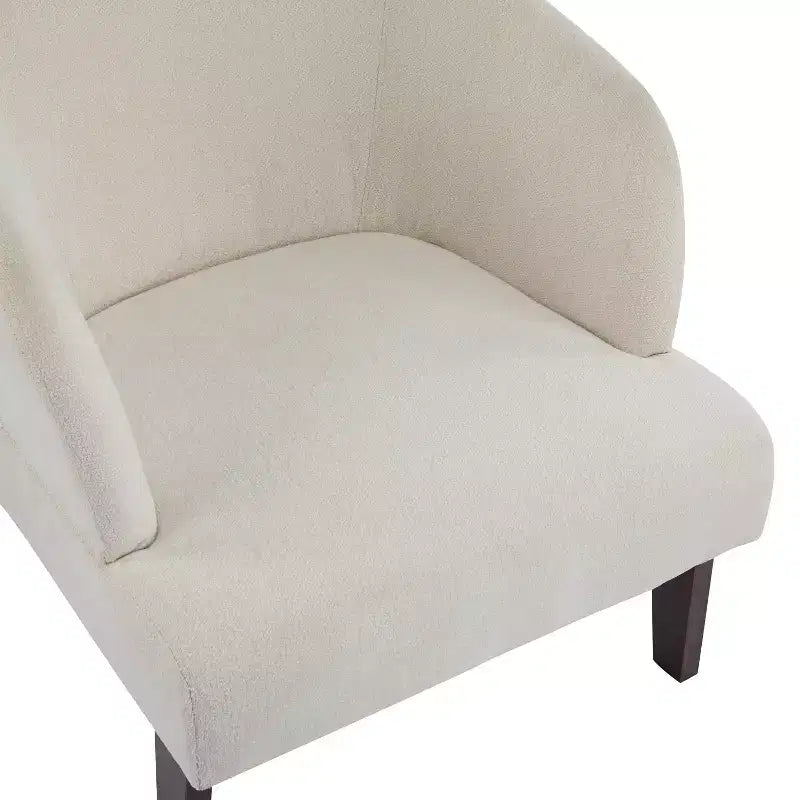 Poltrona d'accento con schienale rotondo e gambe in legno