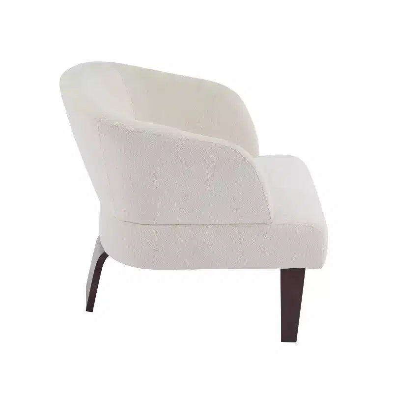 Poltrona d'accento con schienale rotondo e gambe in legno