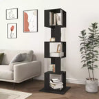 JVNOXK 360 Rotating Acrylic Modern Bookshelf, 5-Tier Floor-Standing Minimalist Bookcase, Suitable for Living Room or Bedroom, Black