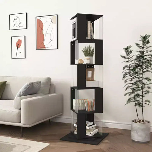 Libreria Girevole a 360° a 5 Ripiani, Scaffale Verticale per Soggiorno o Camera da Letto, Nero