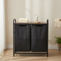 VEVOR 2 Section Laundry Sorter, Large Laundry Hamper with Metal Frame and Wooden Tabletop, Freestanding Storage Organizer Baskets, Black