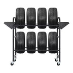 Tire Rack, 500 lb Capacity, Adjustable Rolling tire Storage Rack with 2 Shelves & 4 Swivel Casters for Garage, SUV & Truck Tires, Black