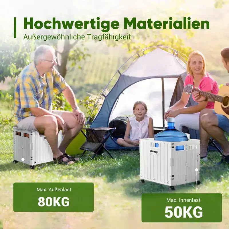 Carrello Utilitario Pieghevole da 65L con Manico Regolabile e Ruote Girevoli