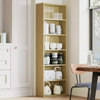 Libreria alta a 6 ripiani con design antiribaltamento, ripiani in legno rustico, stile industriale