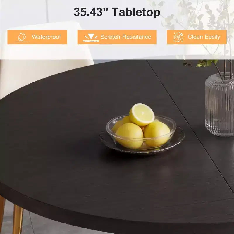 Tavolo da pranzo rotondo in legno da 35,43 pollici con base contenitore