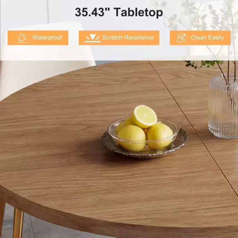 Tavolo da pranzo rotondo in legno da 35,43 pollici con base contenitore