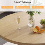 Tavolo da pranzo rotondo in legno da 35,43 pollici con base contenitore