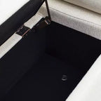 Panca contenitore rivestita da 44" con braccioli cilindrici e gambe in metallo
