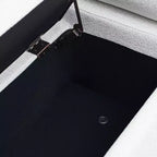 Panca contenitore rivestita da 44" con braccioli cilindrici e gambe in metallo