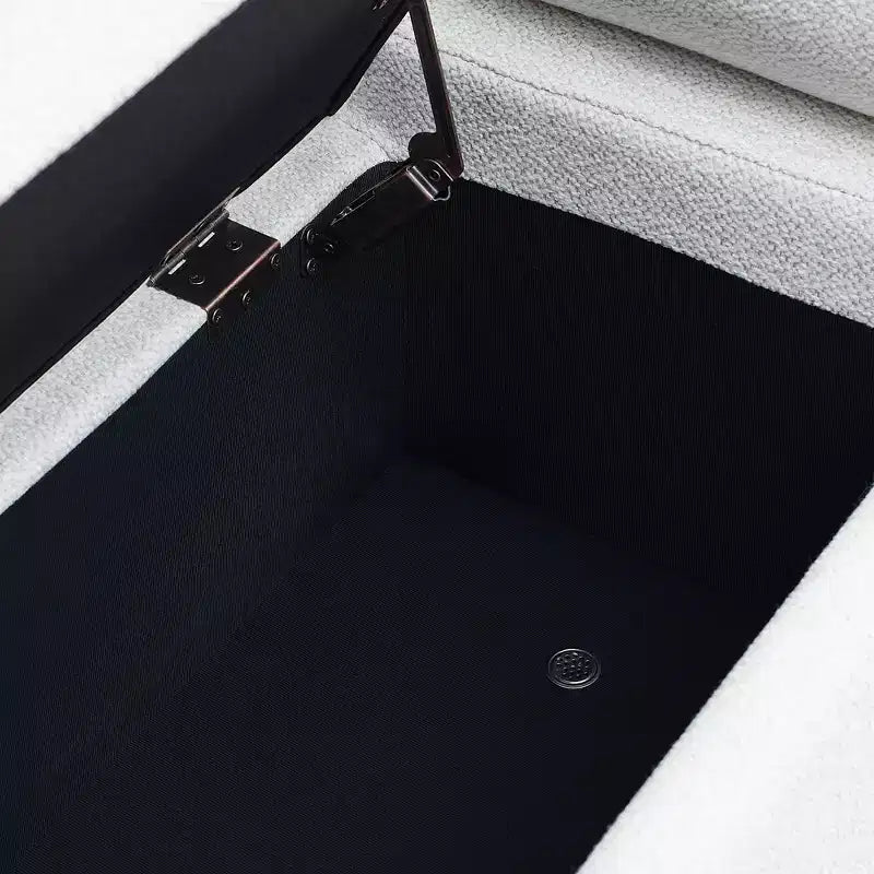 Panca contenitore rivestita da 44" con braccioli cilindrici e gambe in metallo