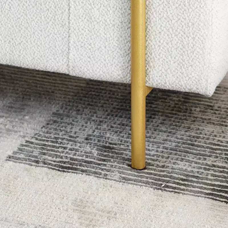 Panca contenitore rivestita da 44" con braccioli cilindrici e gambe in metallo