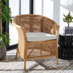 Sedia in Rattan con Cuscino - Bianco / Marrone Miele Lavato