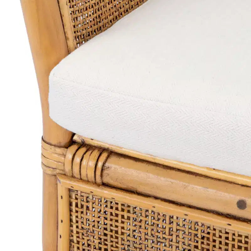 Sedia in Rattan con Cuscino - Bianco / Marrone Miele Lavato