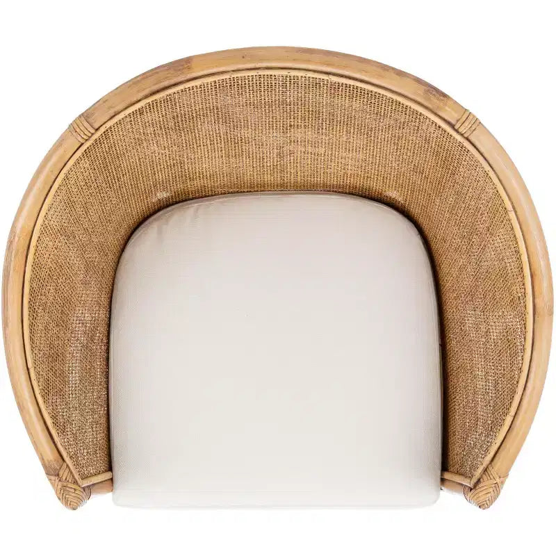 Sedia in Rattan con Cuscino - Bianco / Marrone Miele Lavato