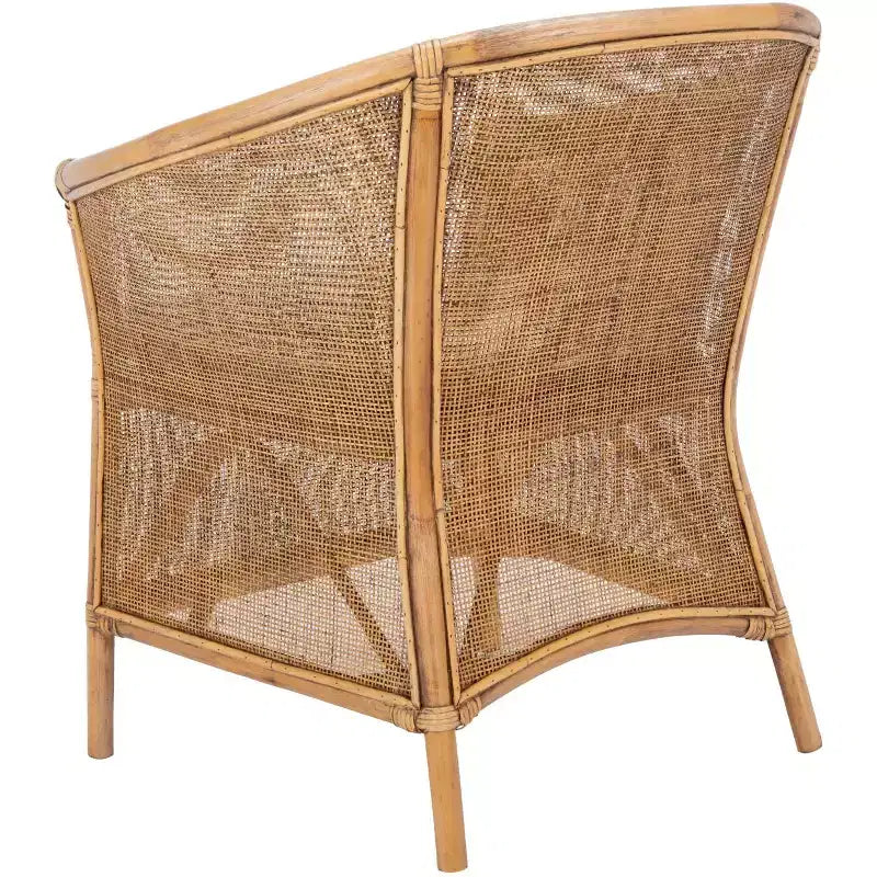 Sedia in Rattan con Cuscino - Bianco / Marrone Miele Lavato