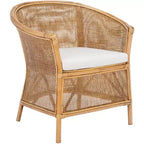 Sedia in Rattan con Cuscino - Bianco / Marrone Miele Lavato