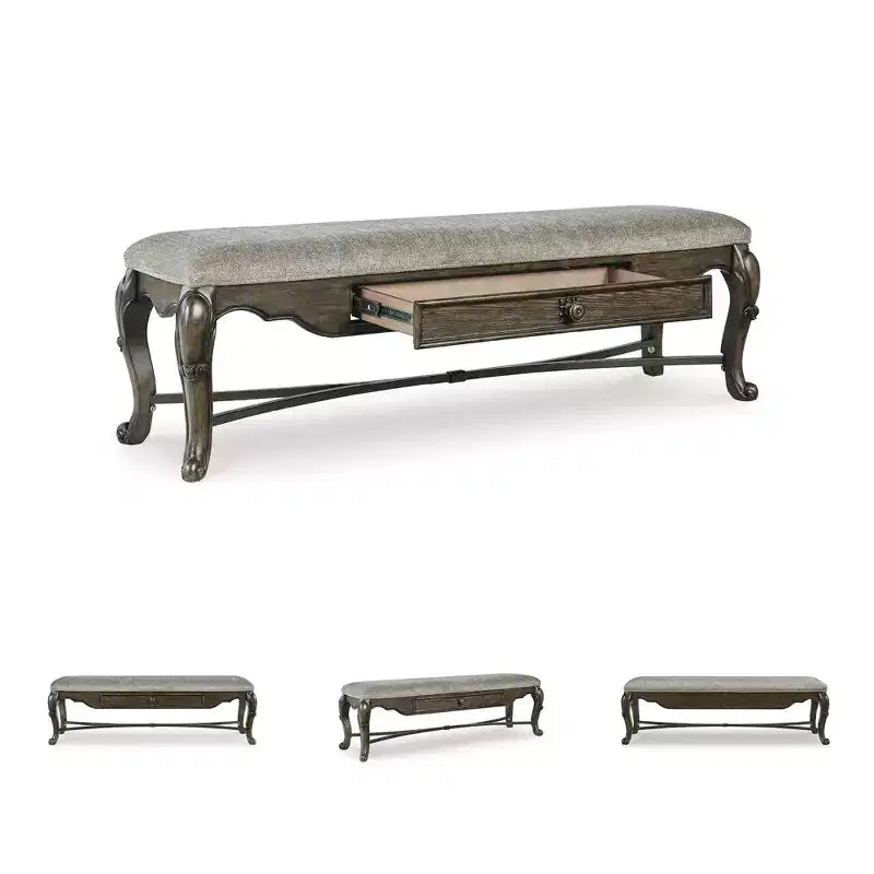 Panca da Pranzo Imbottita da 160 cm con Cassetto Contenitore, Marrone Scuro