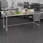 Tavolo da Lavoro e Preparazione Cucina in Acciaio Inox 430 di Grado Commerciale con Alzatina su 4 Lati