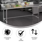 Tavolo da Lavoro e Preparazione Cucina in Acciaio Inox 430 di Grado Commerciale con Alzatina su 4 Lati