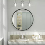 Specchio da Parete Rotondo con Cornice Metallica e Illuminazione a LED, Dimmerabile, Anti-Appannamento