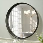 Keonjinn Metal Framed LED Round Frontlit Bathroom Vanity Wall Mirror, 3 Color Temperatures Dimmable, Anti-Fog